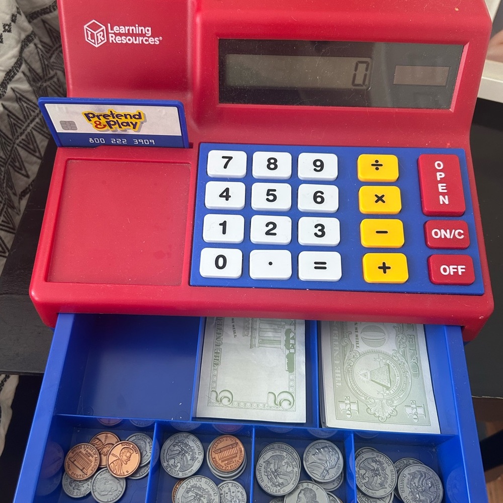 Learning Resources Pretend & Play Cash Register - Red and Blue